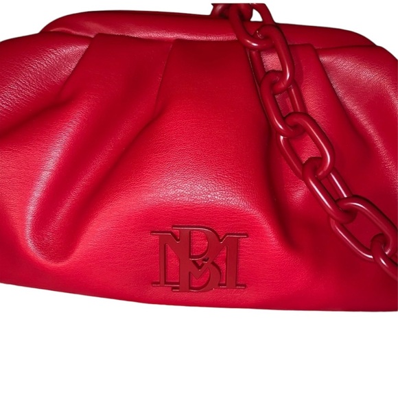 New! 👛 Badgley Mischka Red 100% Vegan Leather Wrapped Frame Clutch/Crossbody Bag - Picture 6 of 7